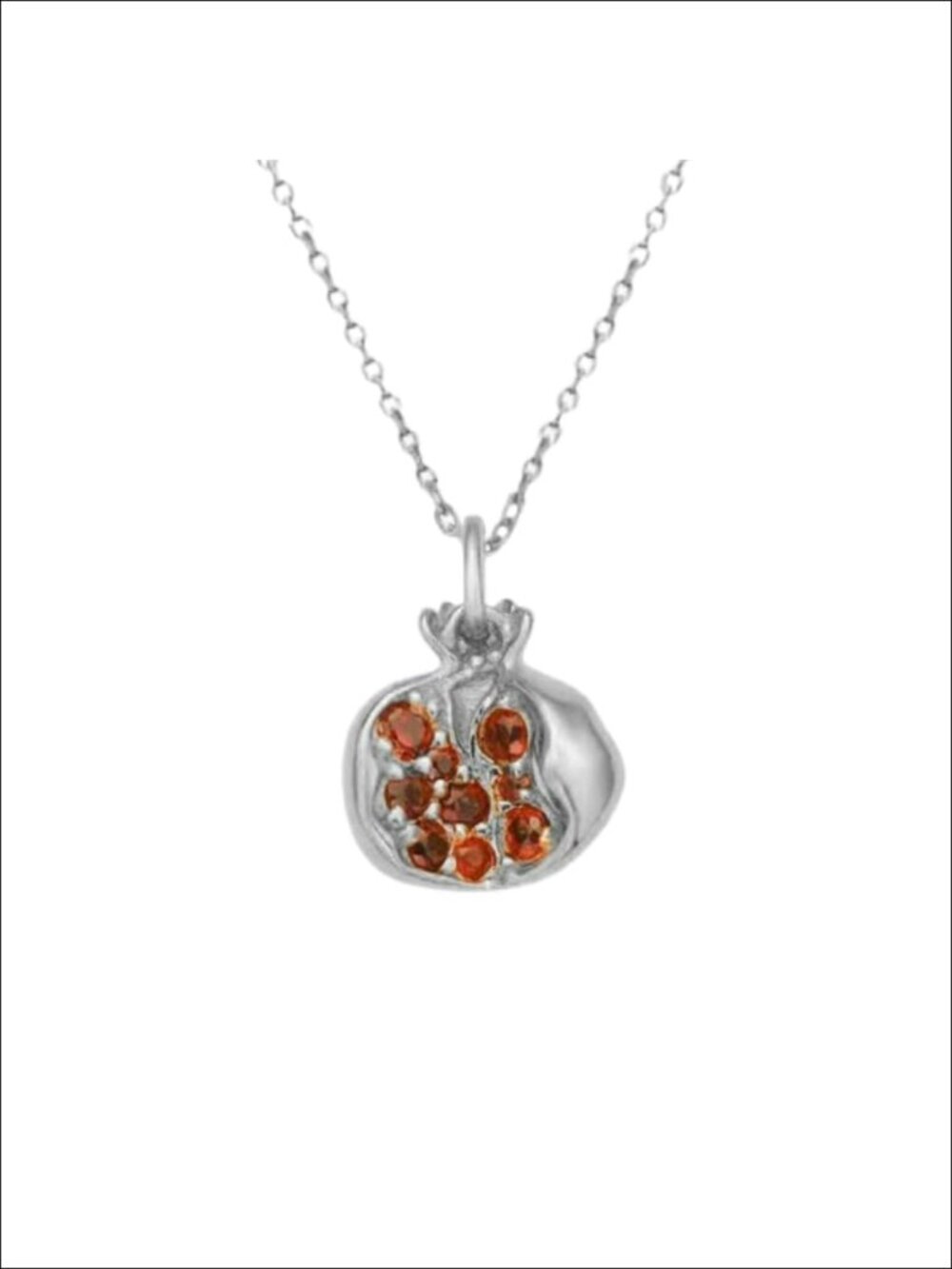 925 Sterling Silver Red Pomegranate Pendant Necklace for Women Persephone Fruit
